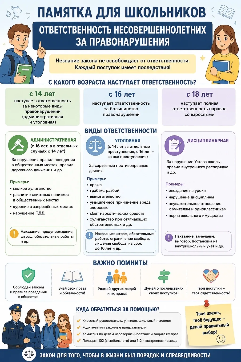 ⚖️ Ответственность несовершеннолетних за правонарушения

Друзья! Каждый человек отвечает за свои пос