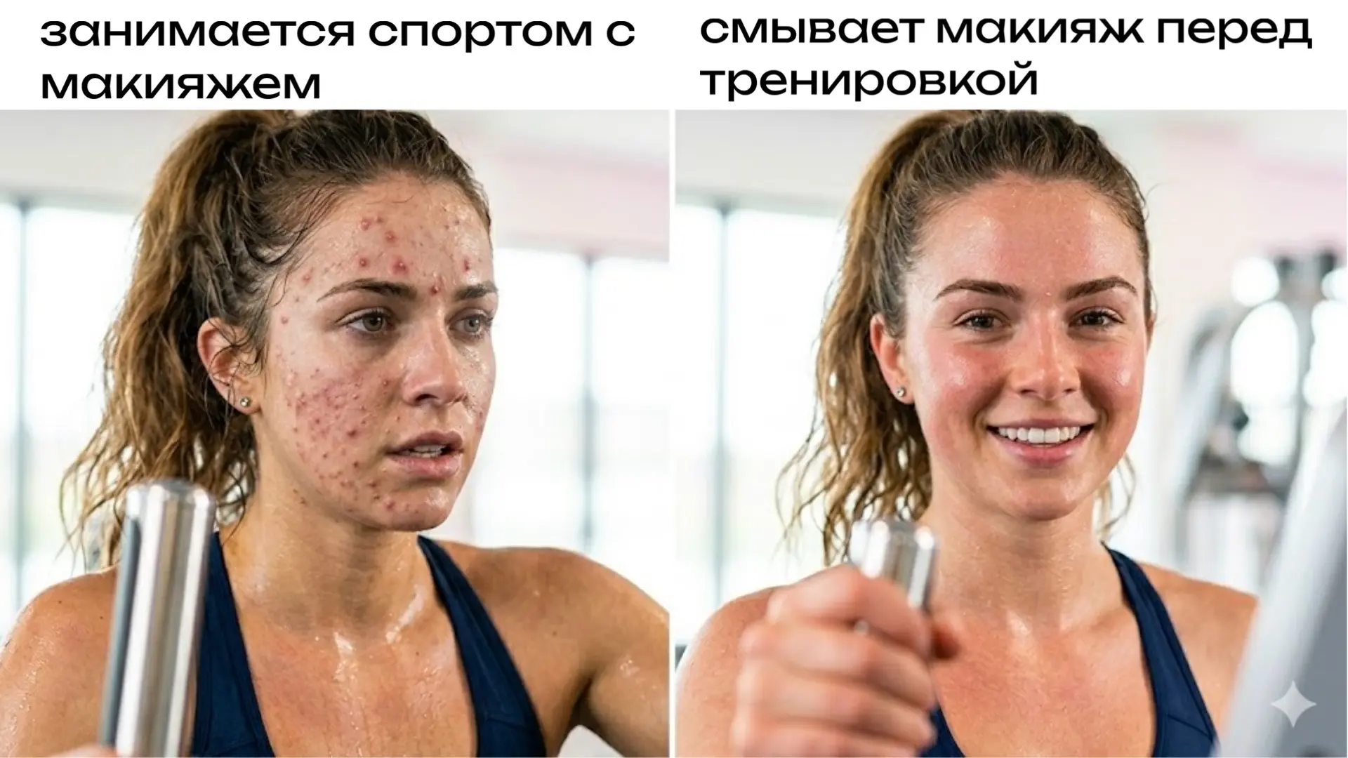 Чтобы после фитнеса в зеркале вас радовал свежий румянец, а не новые высыпания, важно с...