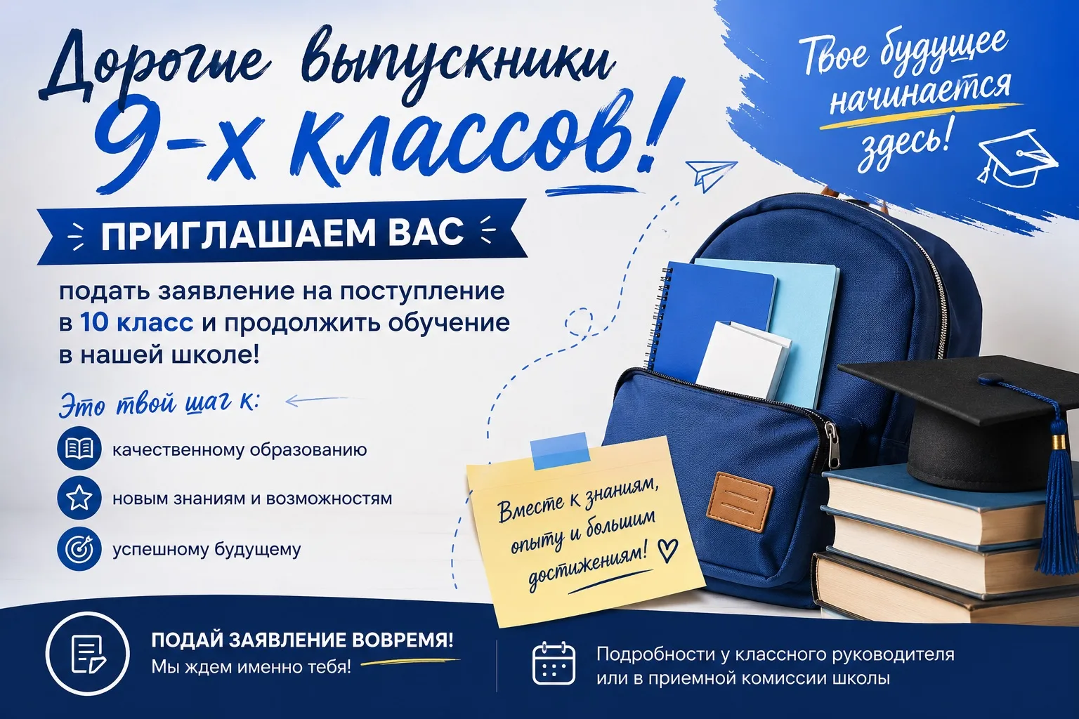 Приглашаем выпускников 9х классов, желающих продолжить обучение в 10 классе в  МБОУ «Гимназия № 1».
