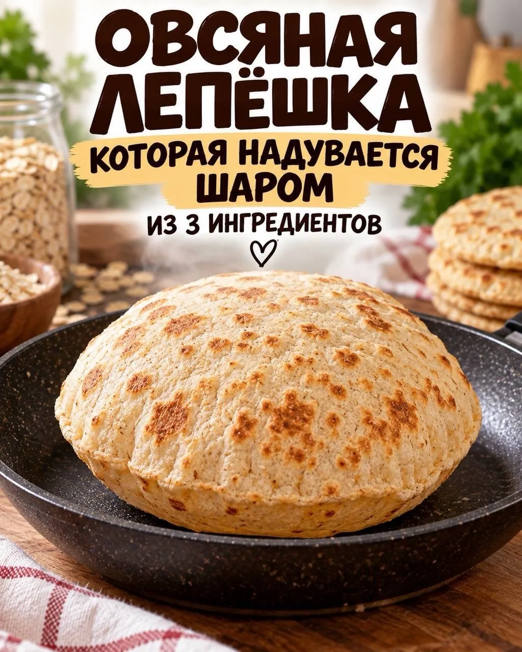 🫓Овсяная лепёшка из 3-х ингредиентов