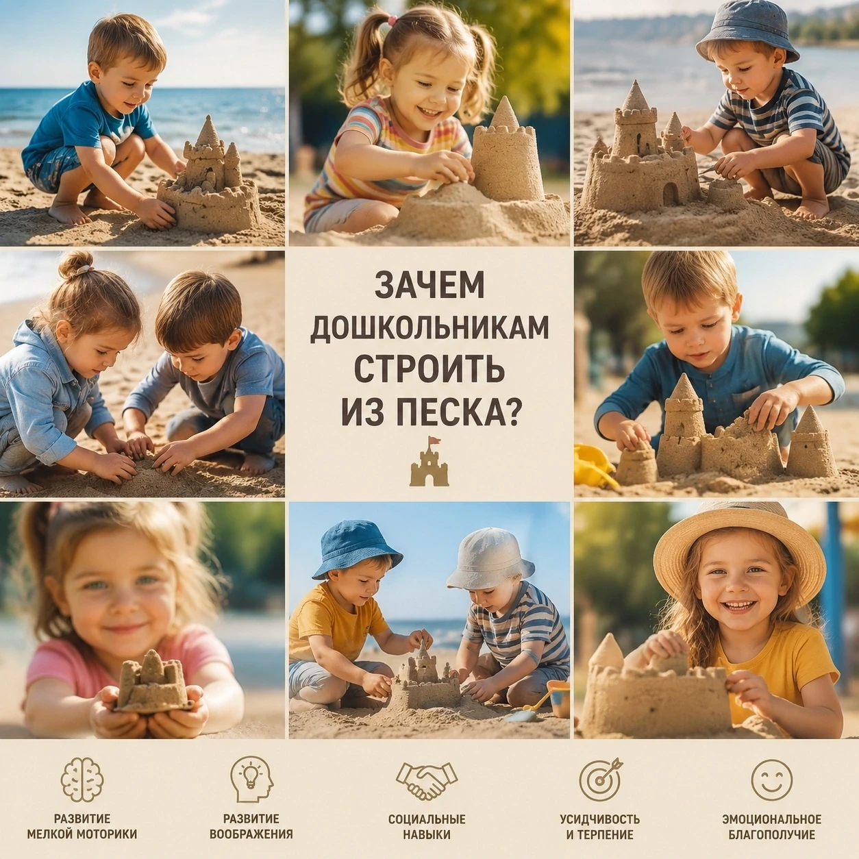 ЗАЧЕМ ДОШКОЛЬНИКАМ СТРОИТЬ ИЗ ПЕСКА? 
 
Уважаемые взрослые, а вы знаете, что песочница – это настоящ