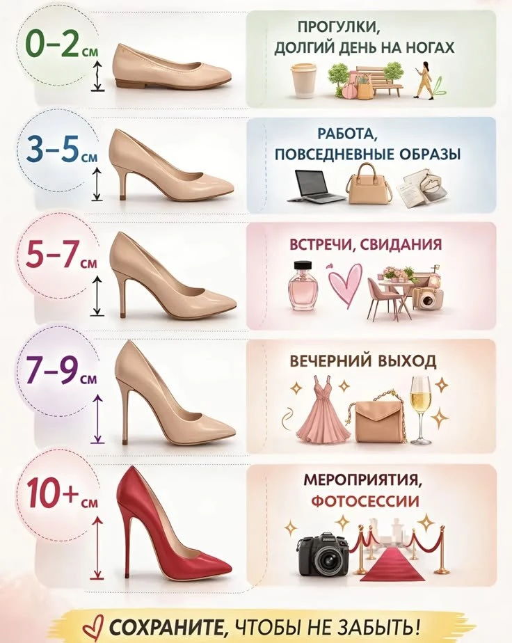 👠 Как выбрать высоту каблука под ситуацию?