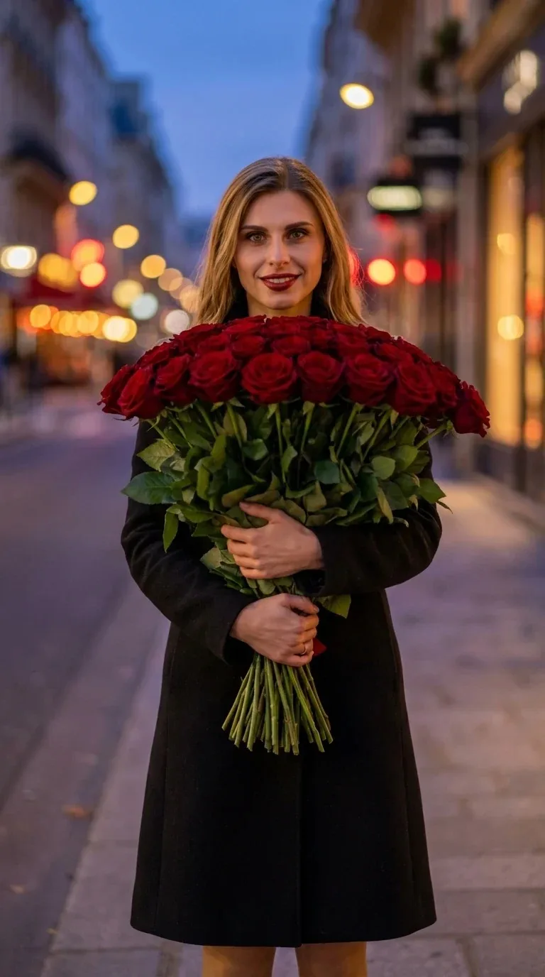 С букетом роз 🌹
Сделай такое же фото
в два клика

• Образ

Загрузить фото → забрать результат.
Без 