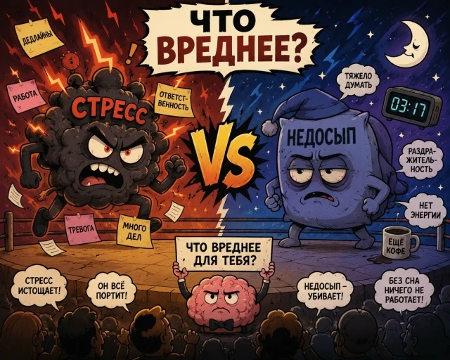 БИТВА ЗА МОЛОДОСТЬ: СТРЕСС vs НЕДОСЫП ⚔️ КТО ИЗ НИХ БЬЕТ ПО ОРГАНИЗМУ СИЛЬНЕЕ?
