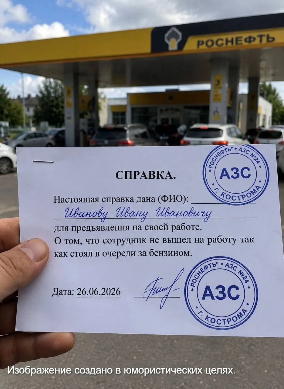 Предъявил на работе справку, почему не смог выйти на смену: «Стоял в очереди за бензином».