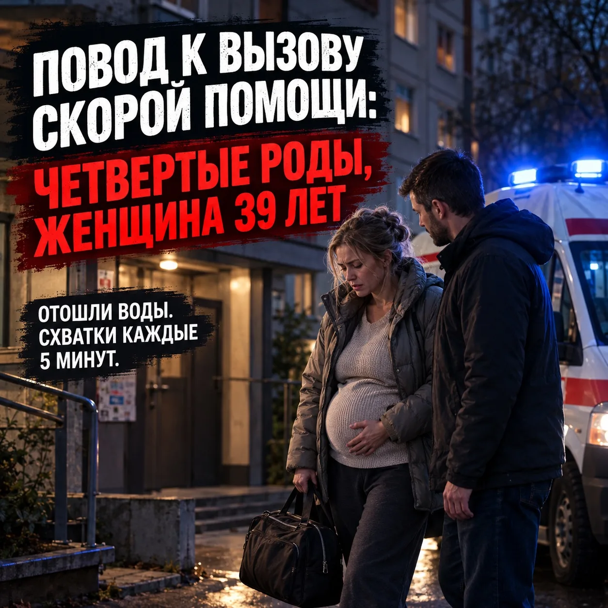 Повод к вызову скорой помощи: Четвертые роды, женщина 39 лет.