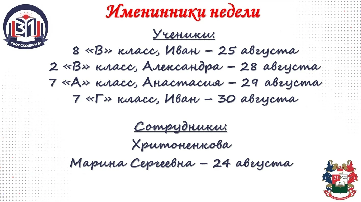 ✨Поздравляем с днем рождения именинников этой недели!