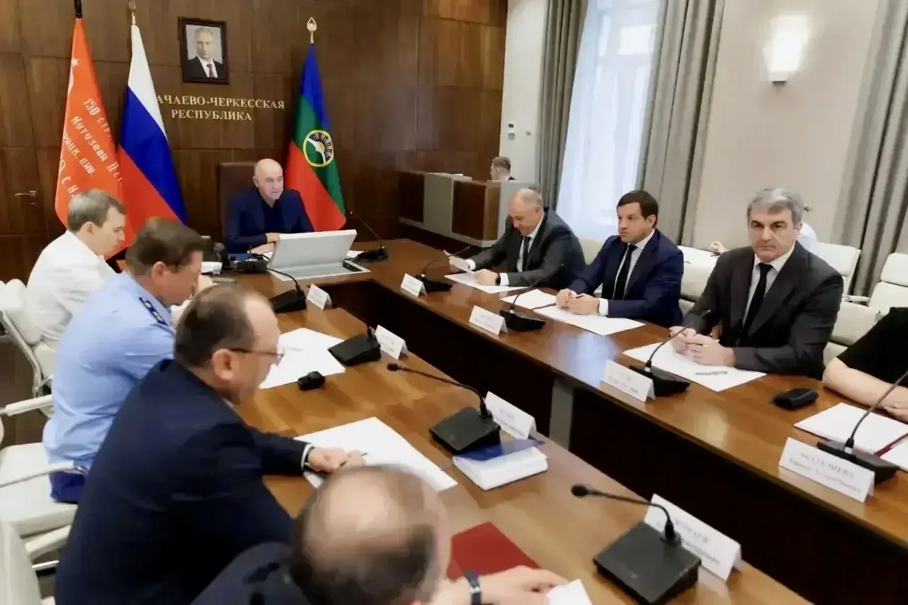 Глава Усть-Джегутинского муниципального района Мурат Алибиевич Лайпанов в режиме ВКС пр...