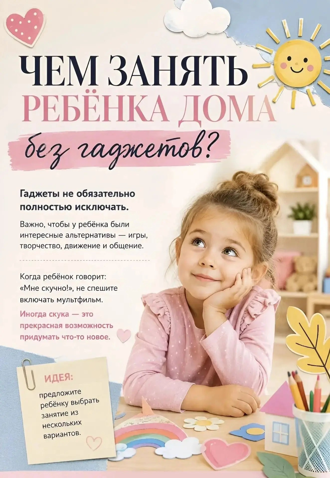 Чем занять ребёнка дома без гаджетов?