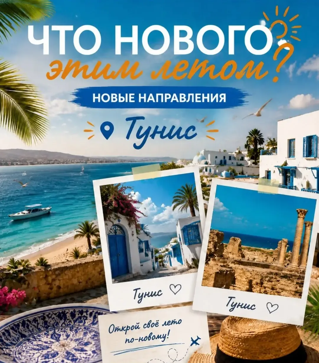 РАДА СООБЩИТЬ о старте новой чартерной полетной программы в Тунис из Москвы и Санкт-Пет...