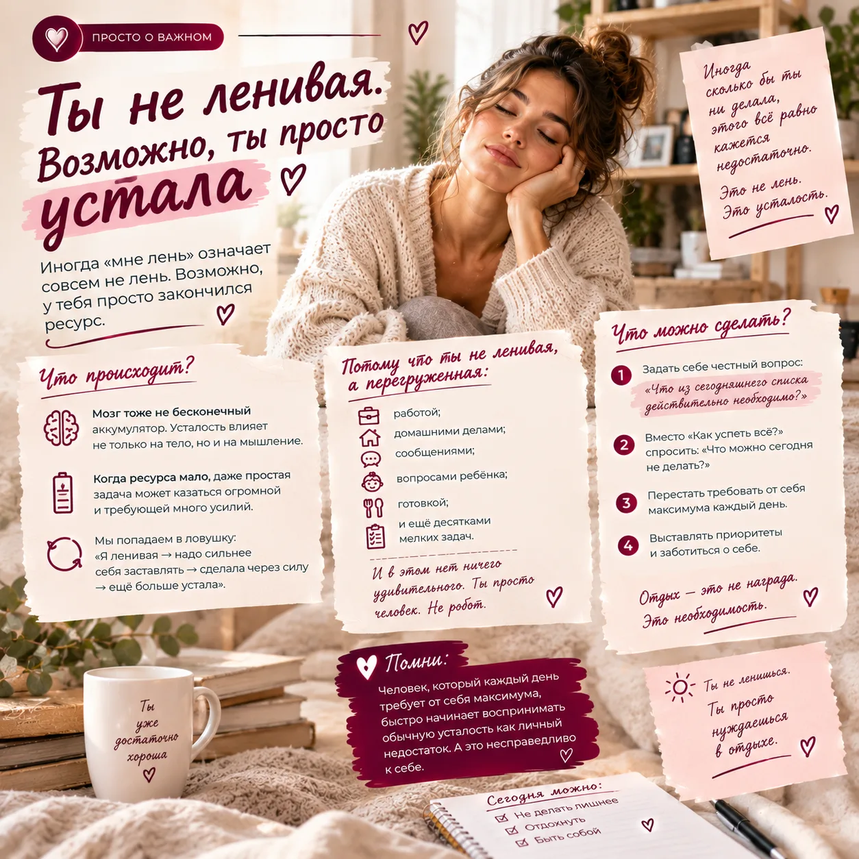 Ты не ленивая. Возможно, ты просто устала