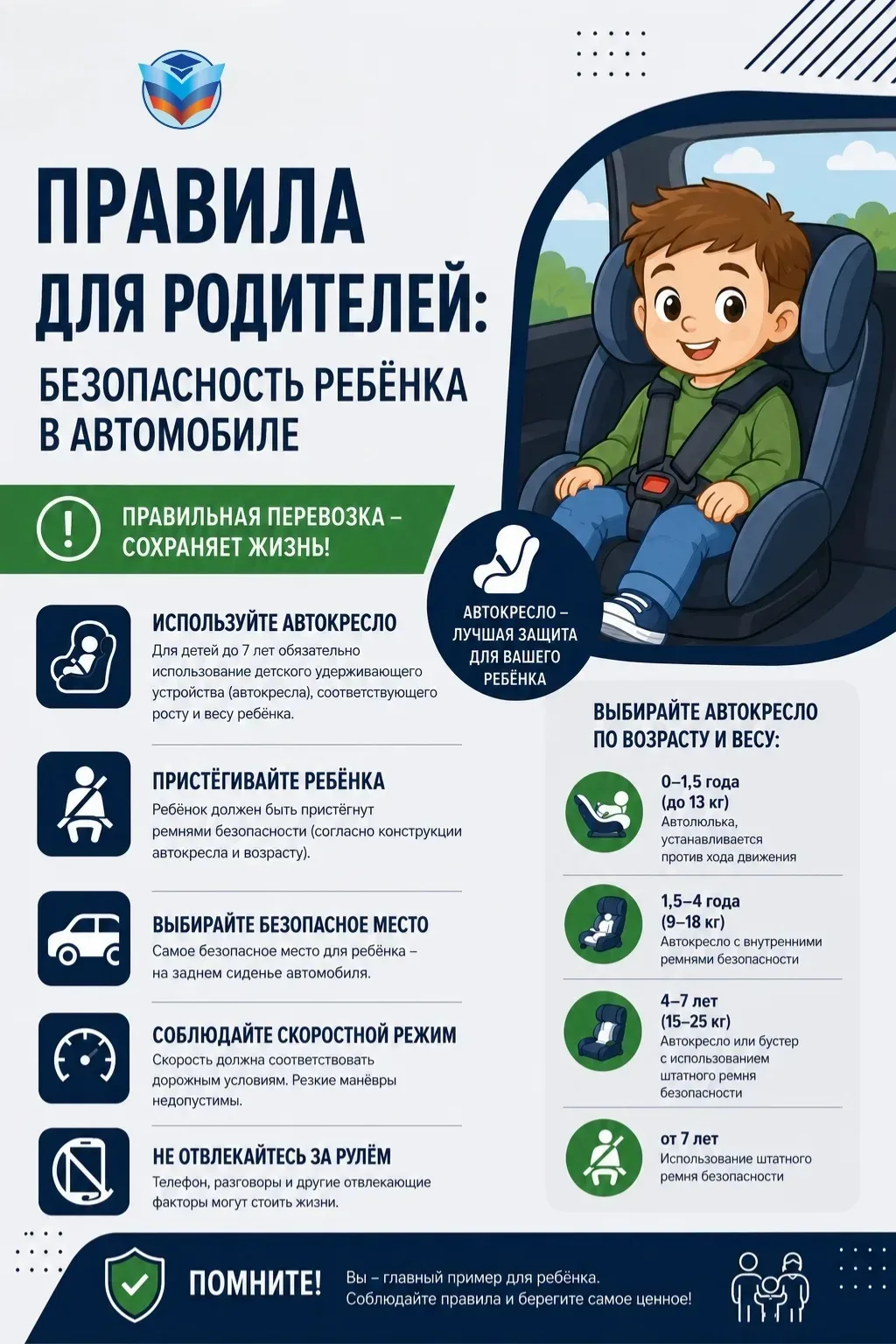 🚗 Безопасность ребенка начинается с правильной поездки!