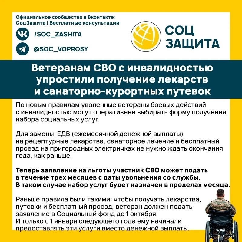 Ветеранам СВО с инвалидностью упростили получение лекарств и санаторно-курортных путевок