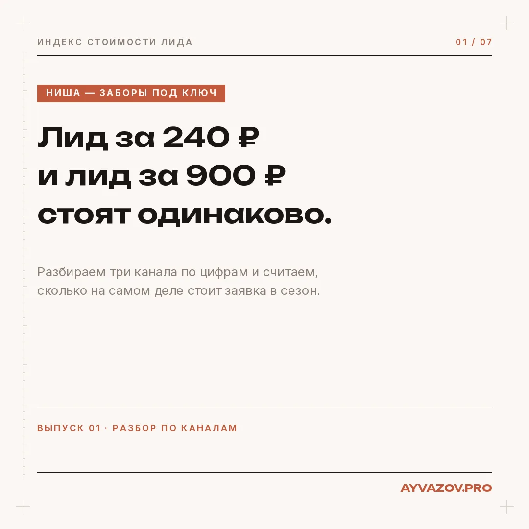 Продолжаем. Лид за 240 рублей или лид за 900 — какой выгоднее?