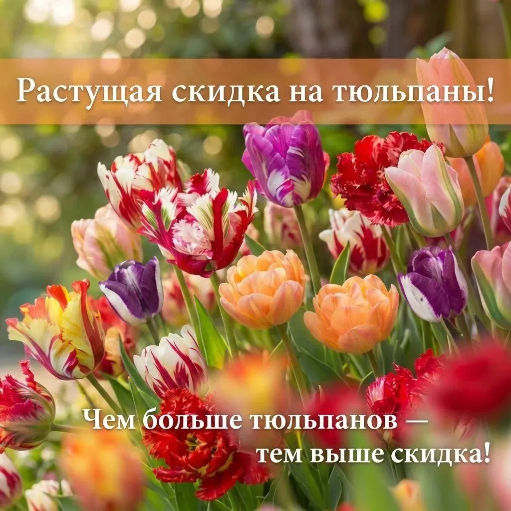 🌷 Растущая скидка на тюльпаны: чем больше заказ – тем выше скидка!
