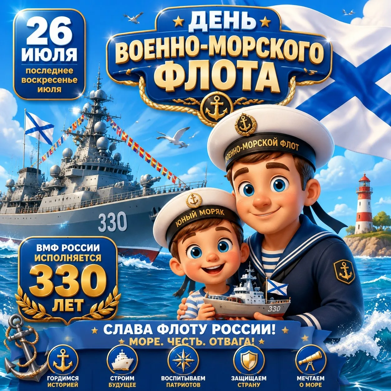 🎉 Поздравляем с Днём Военно‑Морского Флота! 🎉

Сегодня мы чествуем тех, кто охраняет морские рубеж