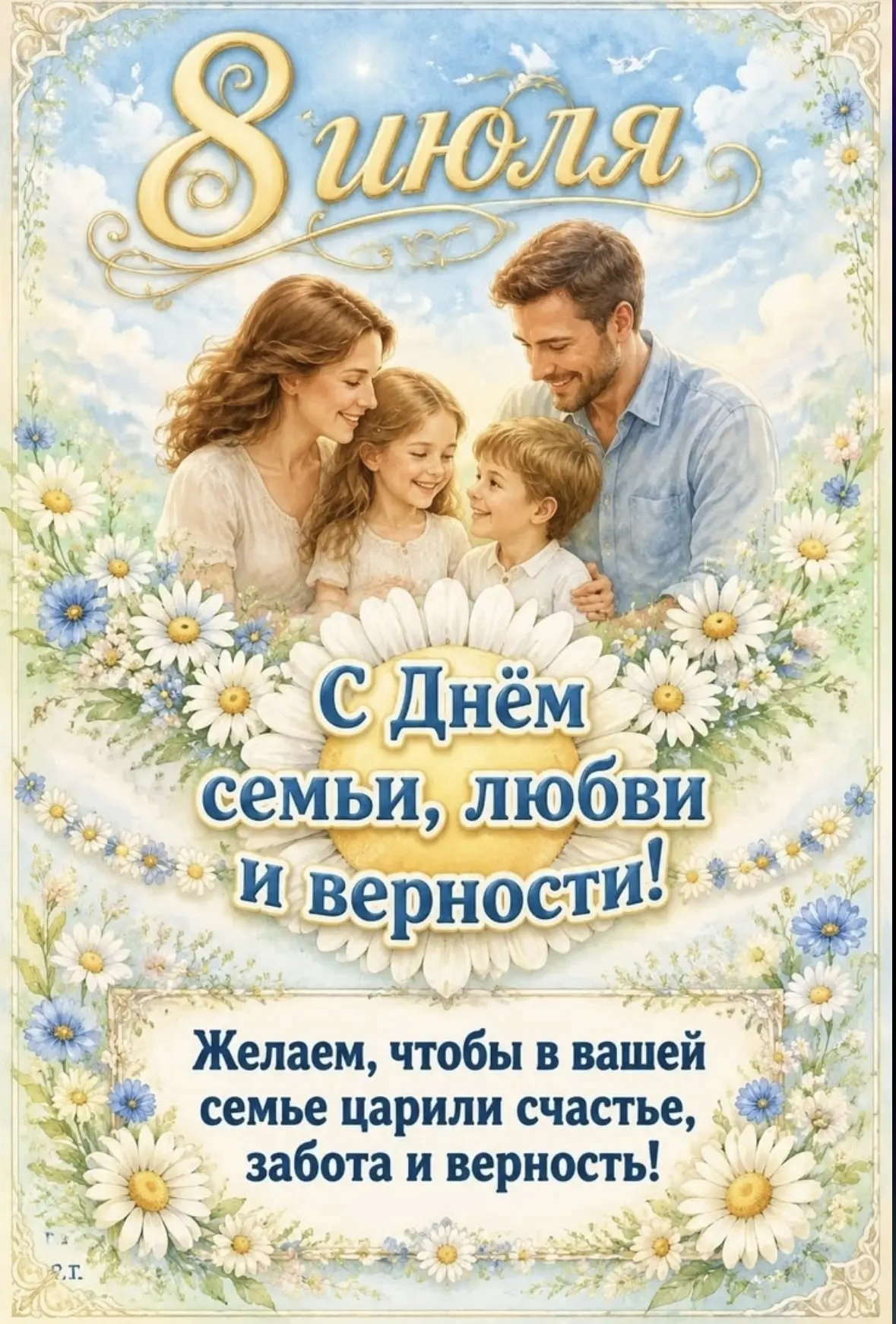 💞 С Днём семьи, любви и верности! Пусть ваш дом всегда будет наполнен радостью, смехом...