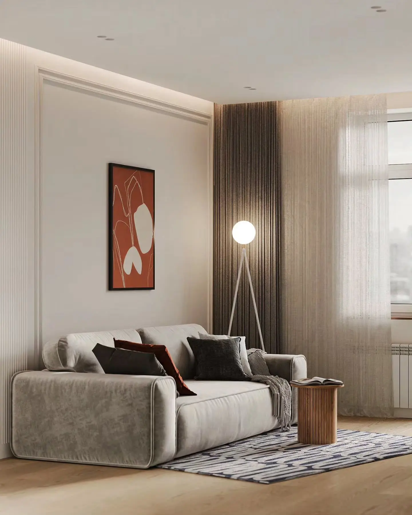 Воздух и свет: гармоничный дизайн гостиной комнаты 17 м² 🛋️🤎