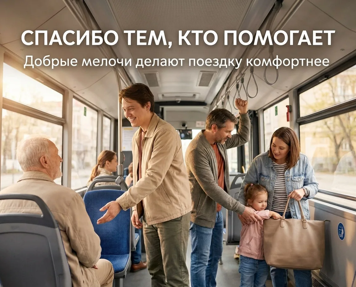 Спасибо тем, кто делает поездку добрее

В транспорте добрые мелочи заметны сразу.

Кто-то уступил ме