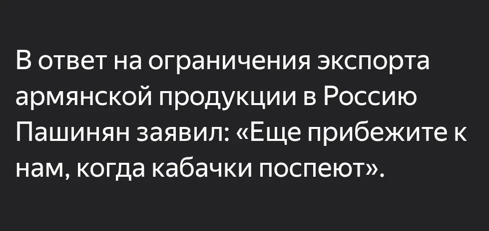 Если вопрос экспортных ограничений против Армении не решится в ближайшие недели, это станет «началом