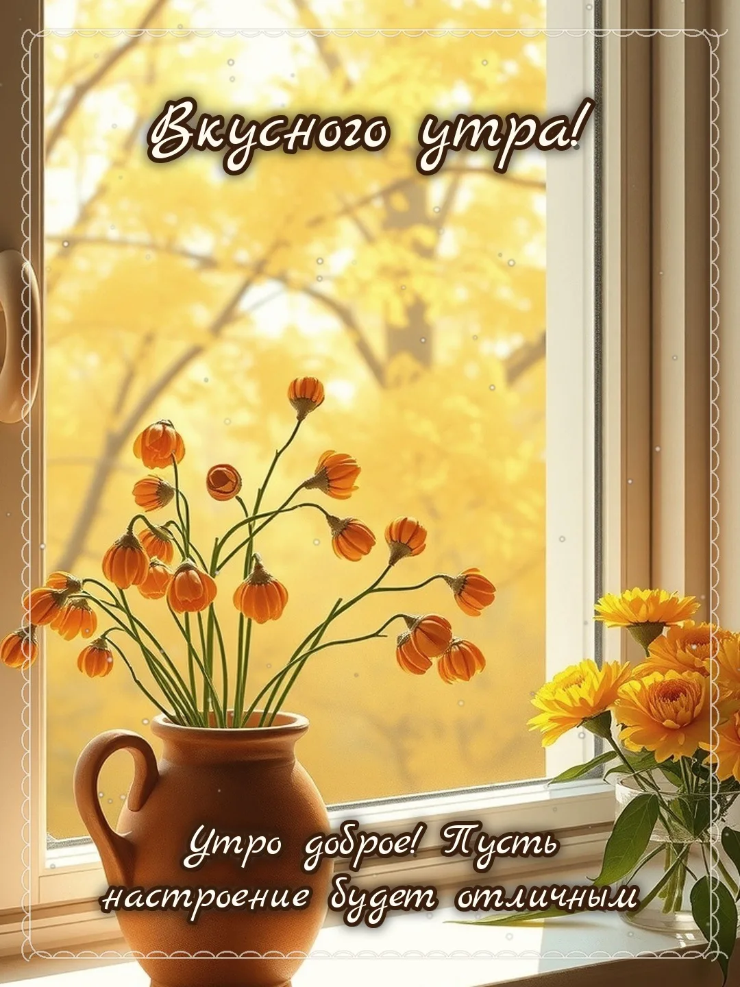 🌸 Вкусного утра! Утро доброе! Пусть настроение будет отличным.