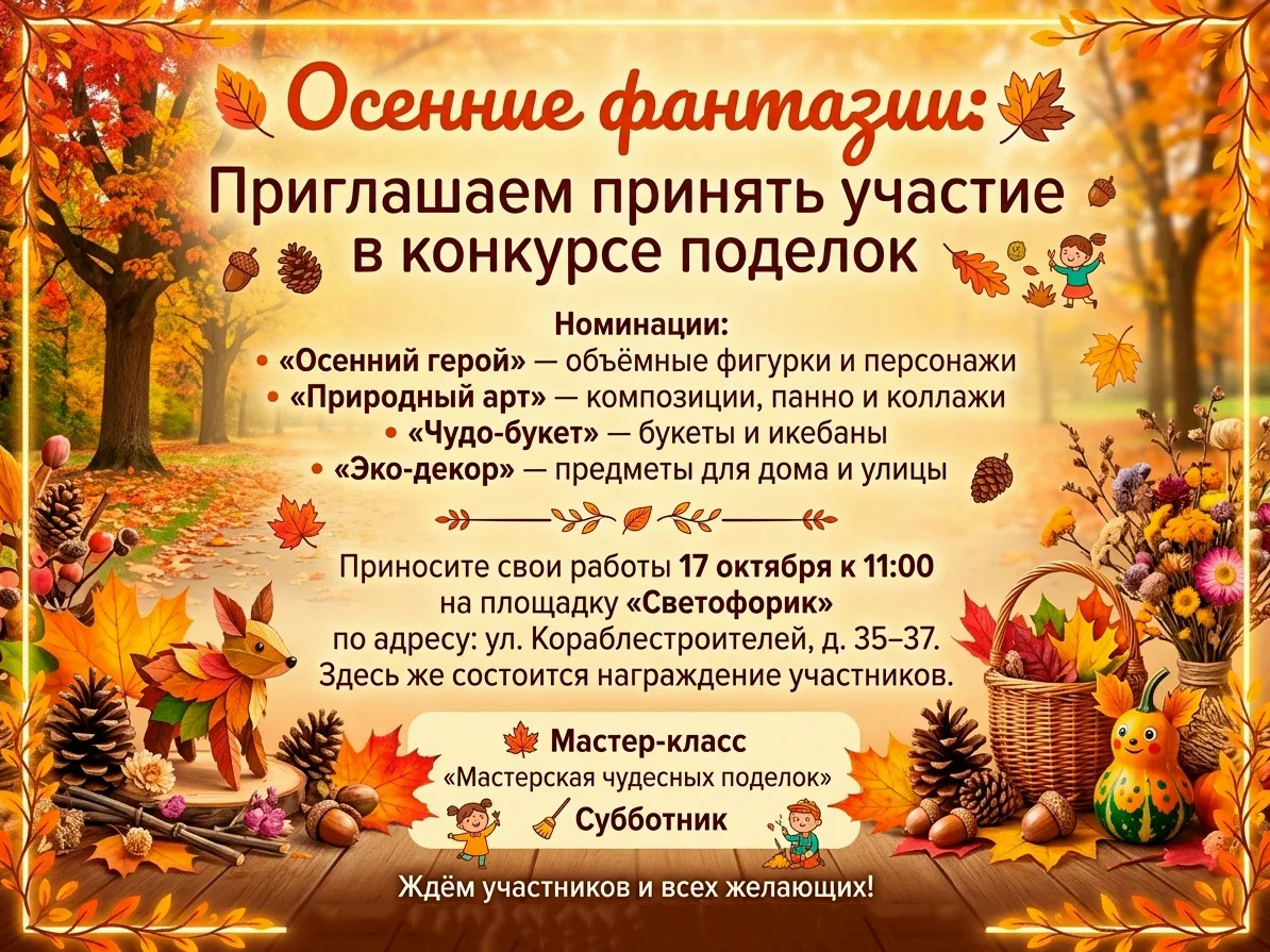 🍂 Осенние фантазии: приглашаем принять участие в конкурсе поделок