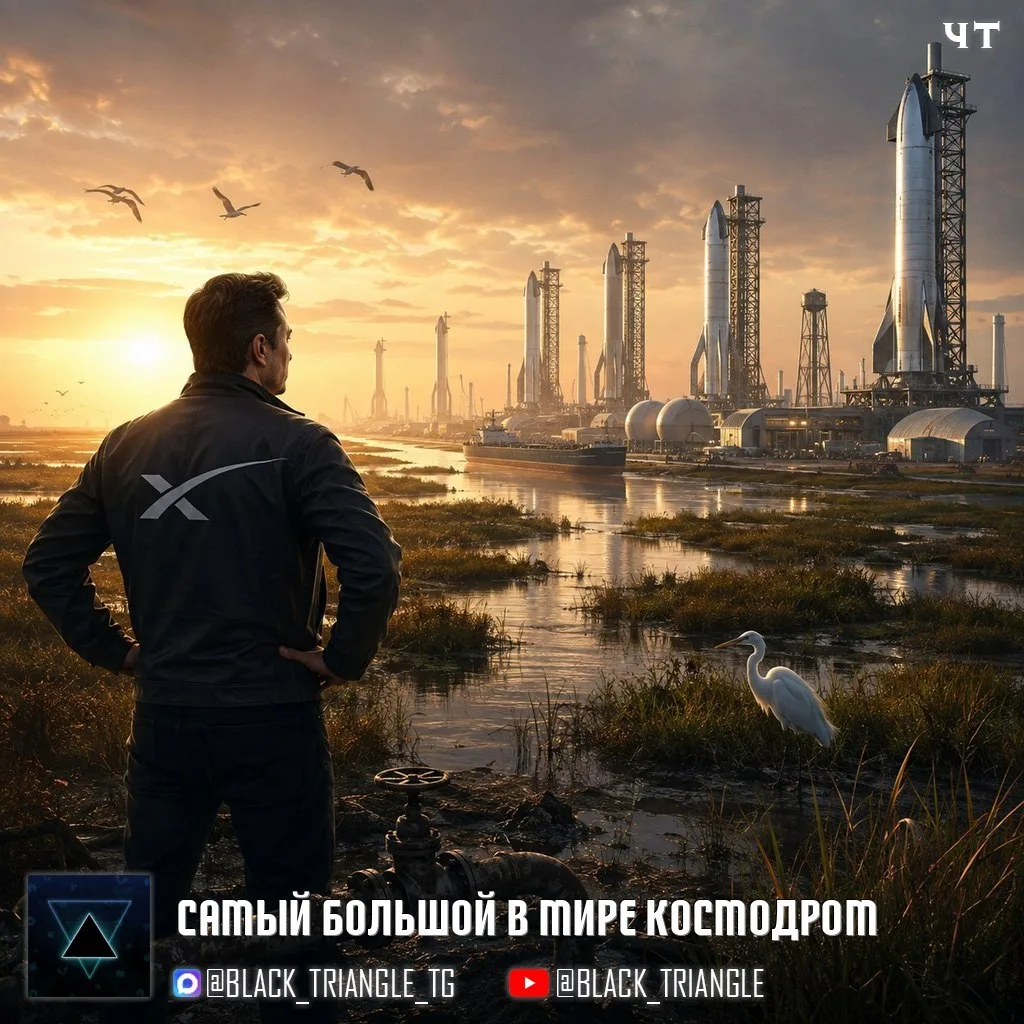 ☝🏻Илон Маск потратит 100 миллиардов на самый большой в мире космодром посреди болота