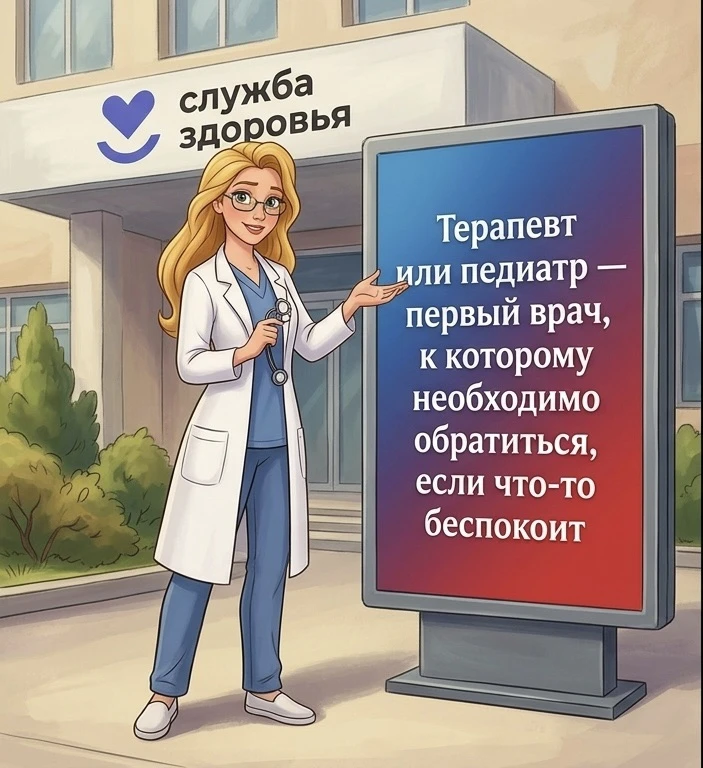 Терапевт или педиатр — первый врач, к которому необходимо обратиться, если что-то беспо...