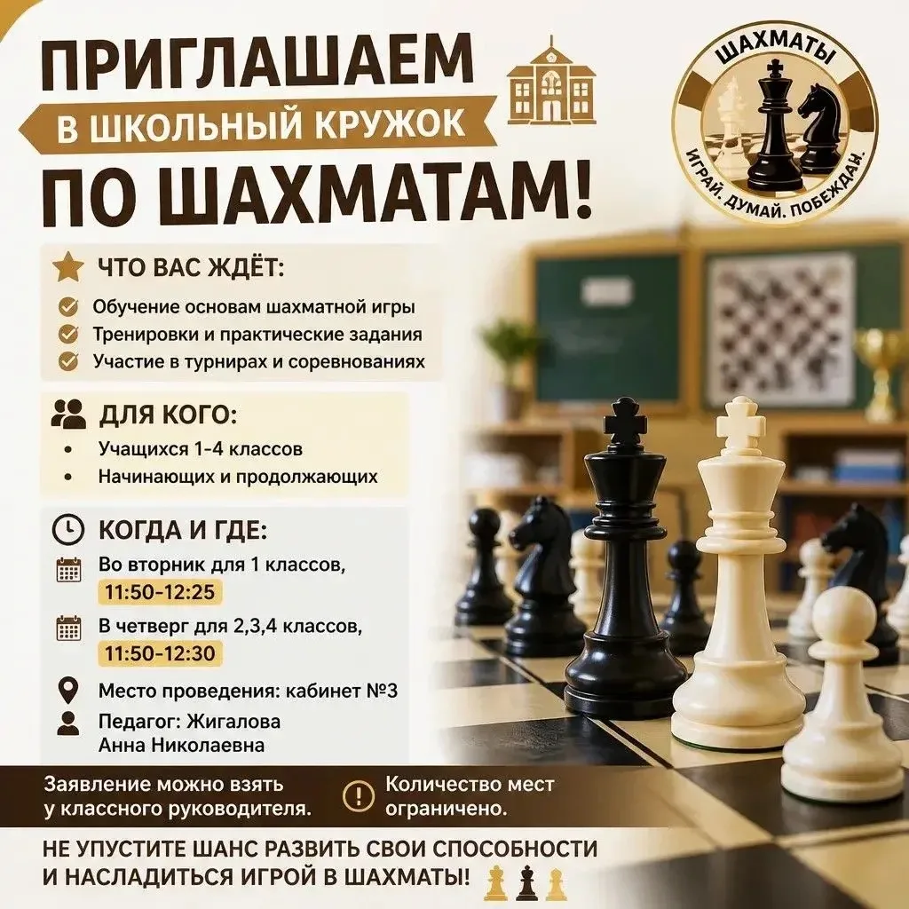 Самый популярный кружок среди учащихся 1-4 классов - это шахматы.