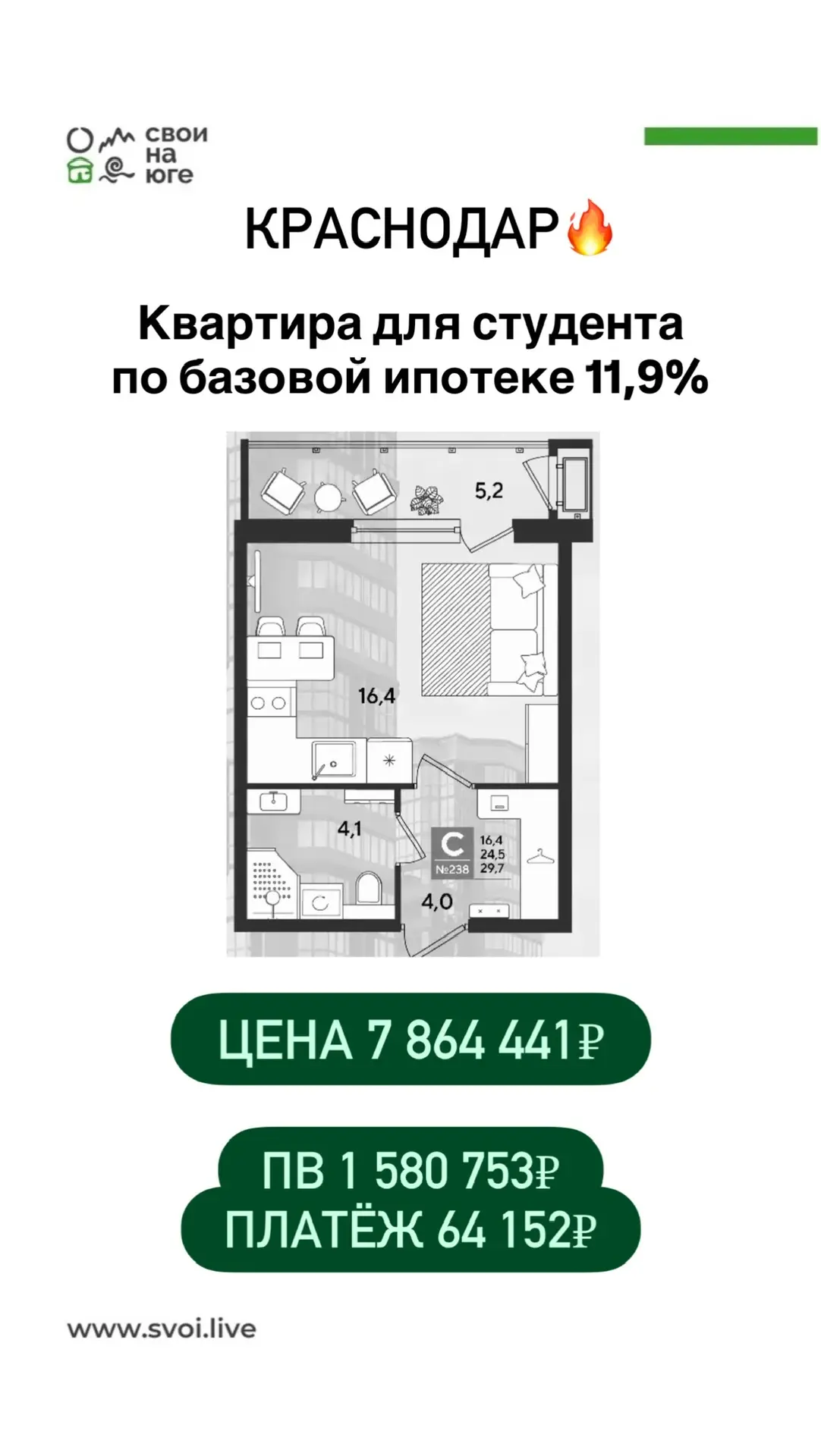 КРАСНОДАР🔥 Варианты квартир для ваших студентов по базовой ипотеке🤝  📍 микрорайон Черемушки. Район у