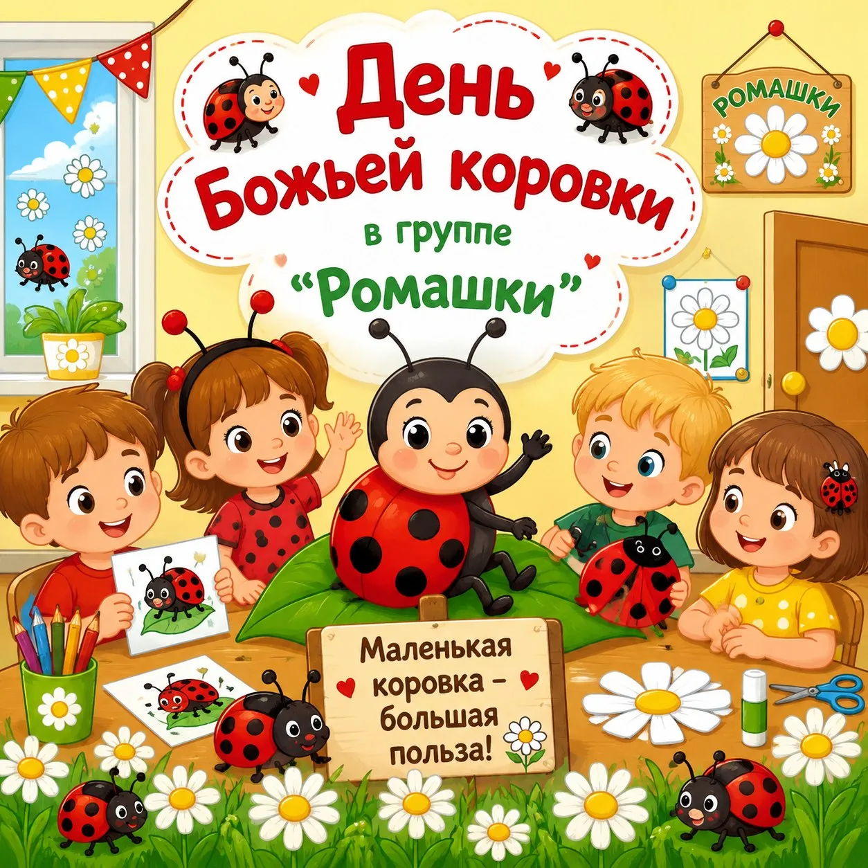 🐞🍃13 июня отмечается замечательный праздник – День Божьих коровок! 🍃🐞В группе "Ромашки" этот ден