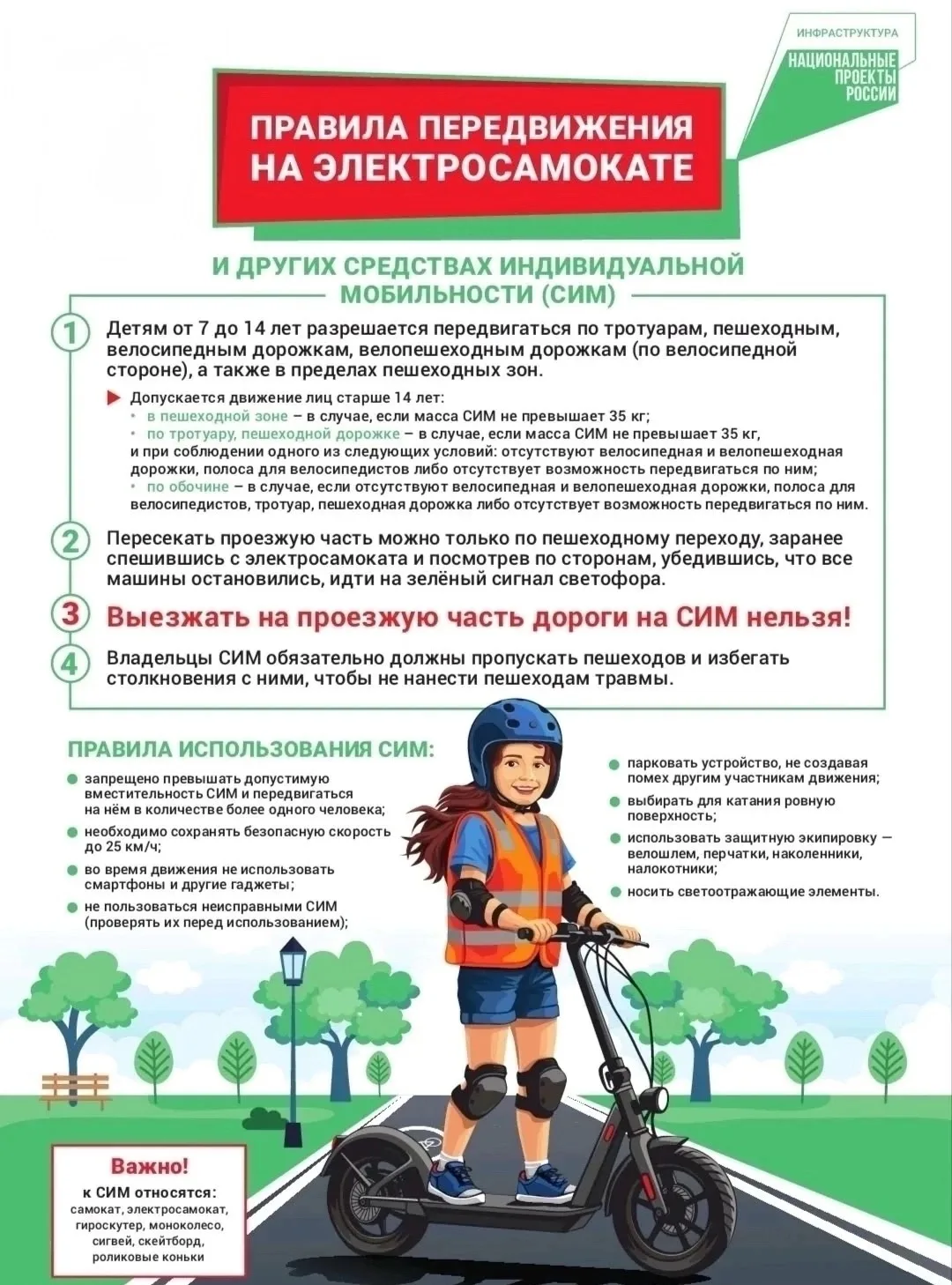 Друзья, напоминаем основные правила использования средств индивидуальной мобильности, чтобы наши пое