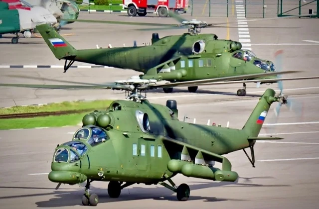 На фото вертолёт связи и управления Ми-35МС.