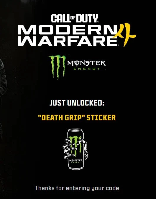 Наградой за традиционную коллаборацию Monster Energy с CoD станет, в том числе, стикер ...