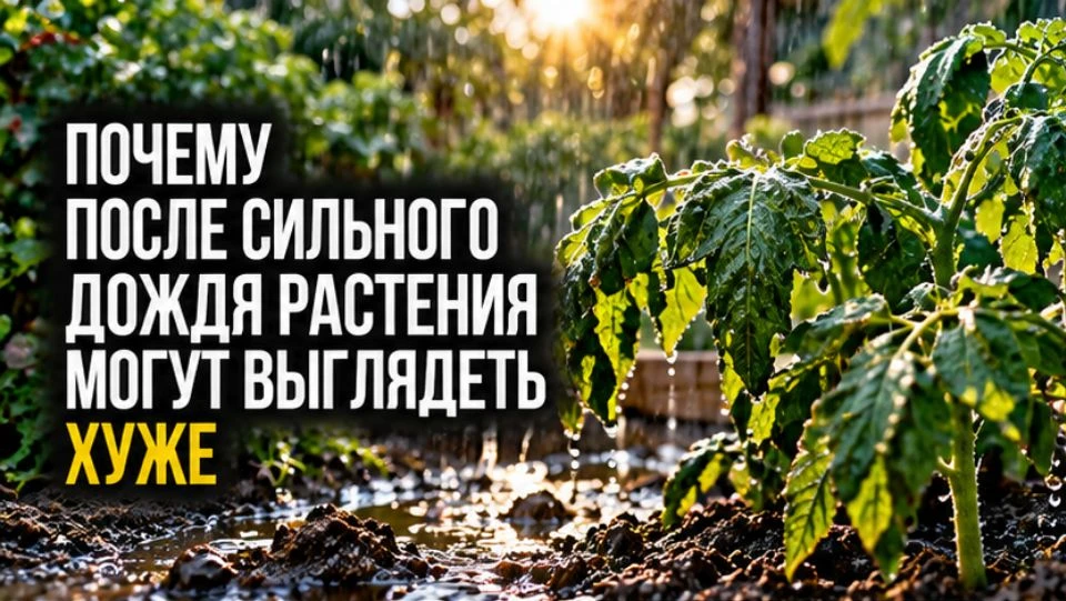 Почему после сильного дождя растения могут выглядеть хуже