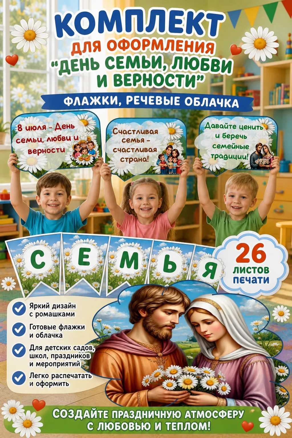 ️️️Комплект для оформления "День семьи,  любви и верности" - 50 р. 

Часть материалов можно СКАЧАТЬ 