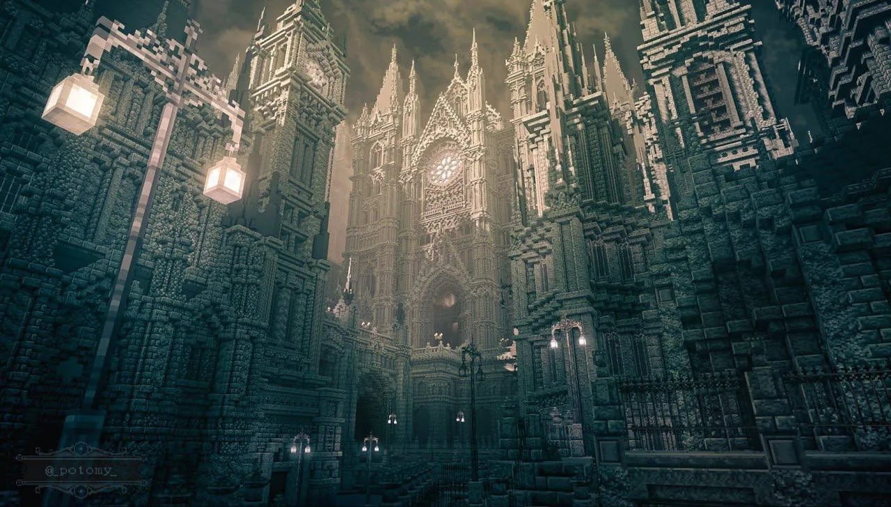 Моддер почти завершил воссоздание города Ярнам из игры Bloodborne в Minecraft — на это ...