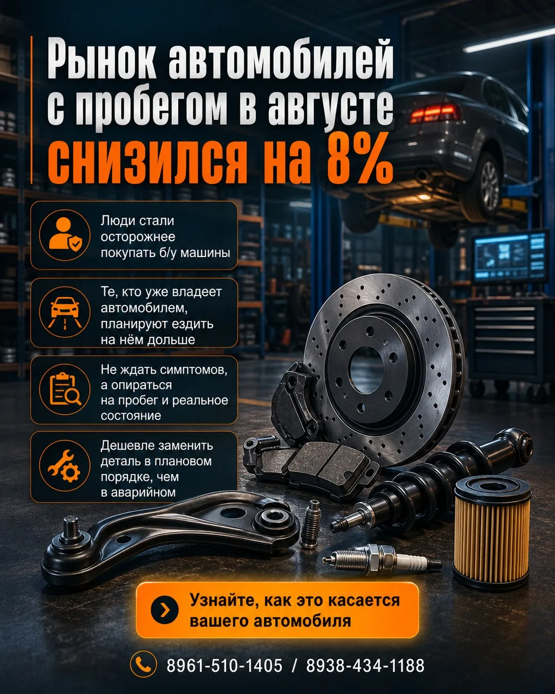 🚗 Рынок б/у авто в августе просел на 8%. Это не просто цифра — это сигнал: люди планир...