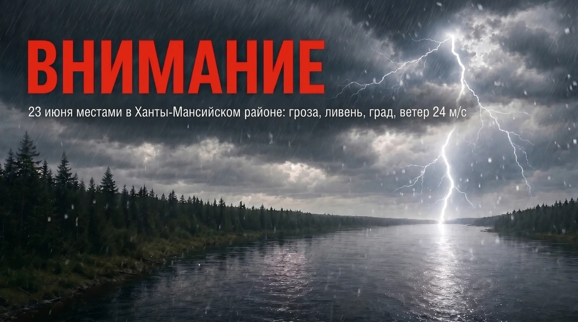 До конца суток 23 июня  2026 года местами по Ханты-Мансийскому автономному округу – Югре ожидается с