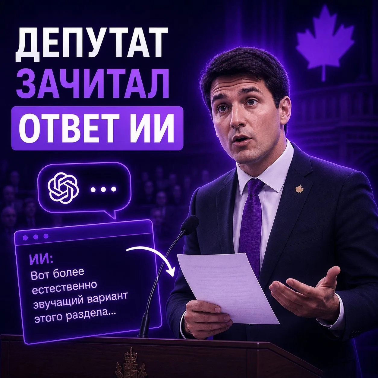 🎤 Депутат случайно прочитал подсказку ChatGPT вслух