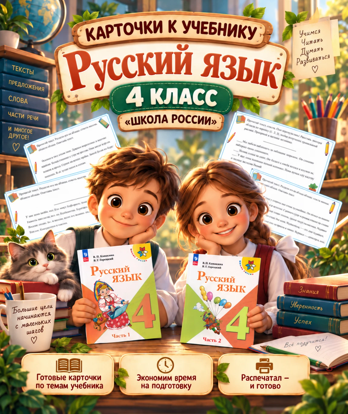 Готовим большой комплект карточек к 1 части учебника «Русский язык» — 4 класс, «Школа Р...
