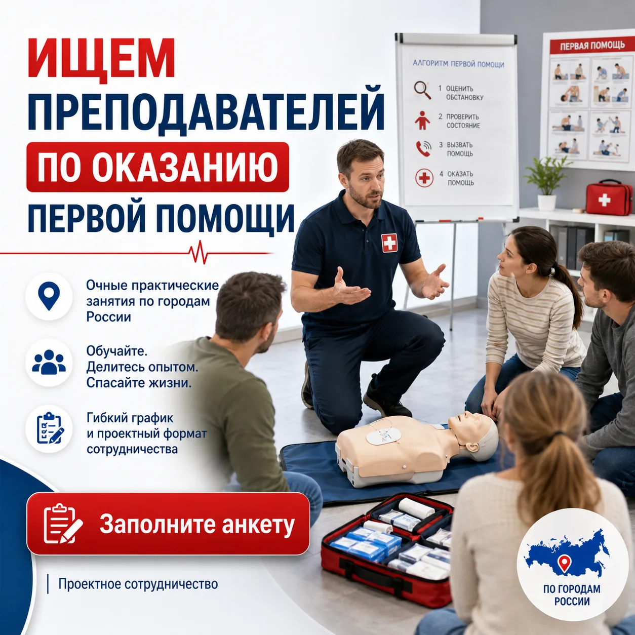 📣 Ищем преподавателей по оказанию первой помощи по всей России