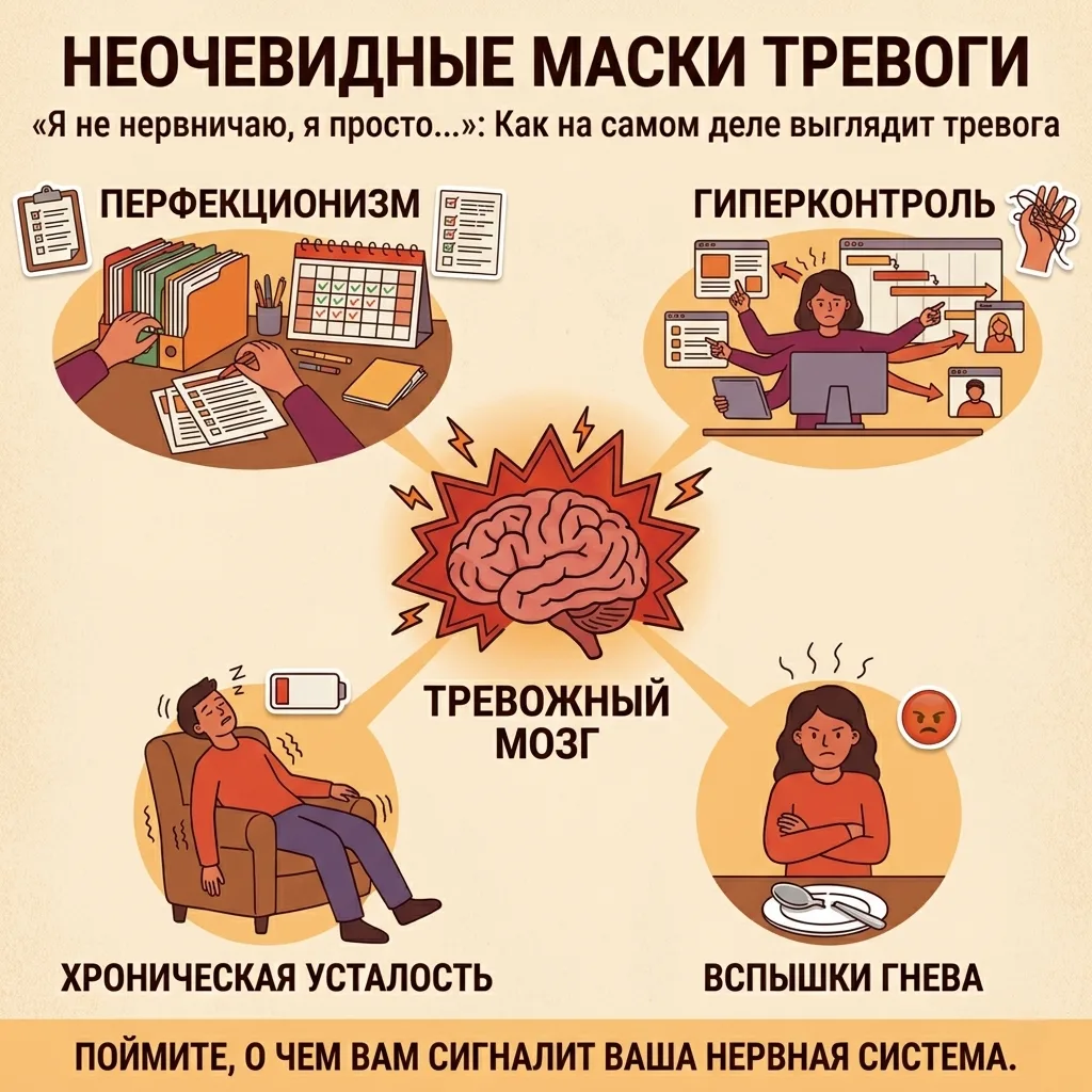 🤯 «Я не нервничаю, я просто...» Как на самом деле выглядит тревога.