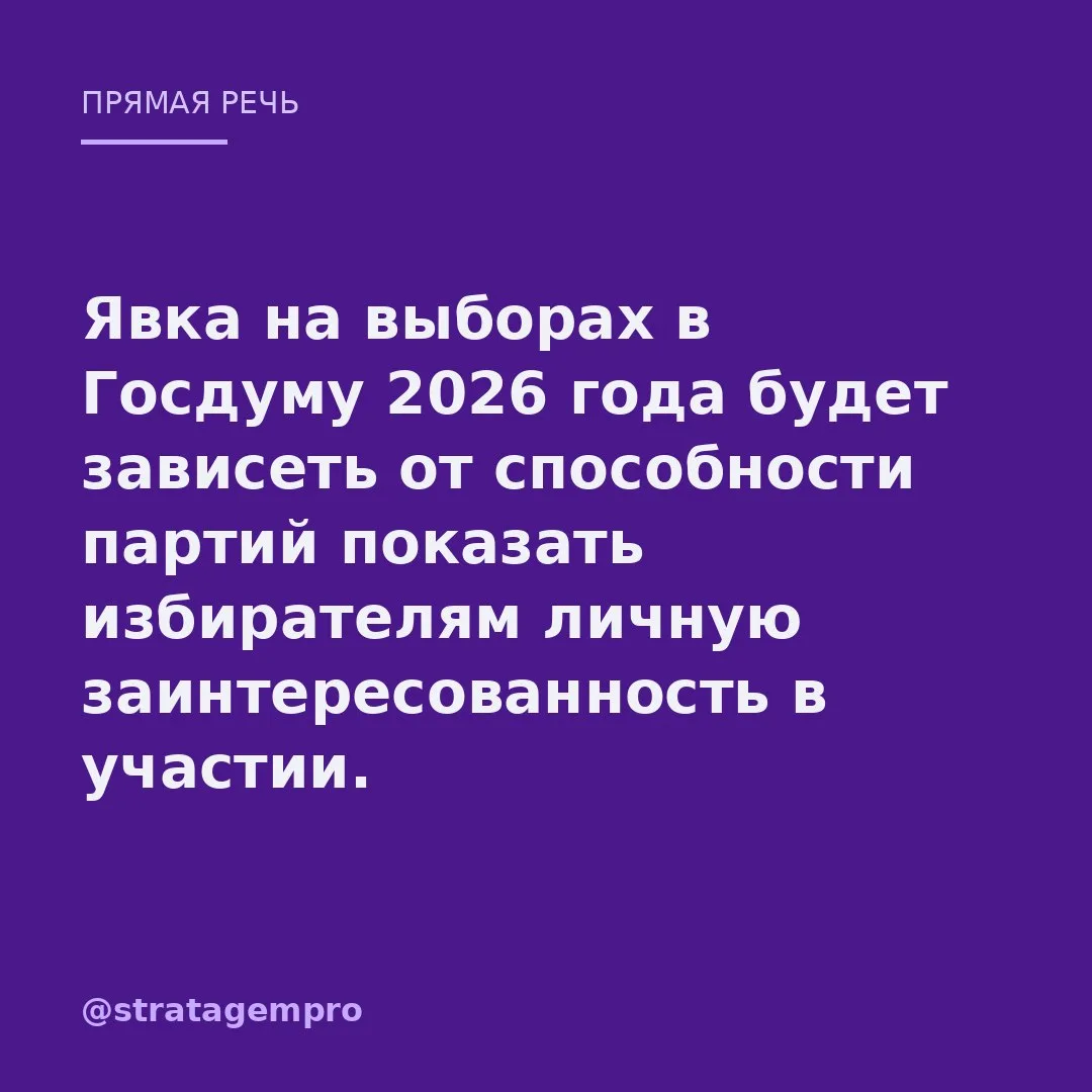 Явка на выборах в Госдуму: борьба за личный интерес избирателя

📊 Роман Черёмухин на портале ПРИСП 