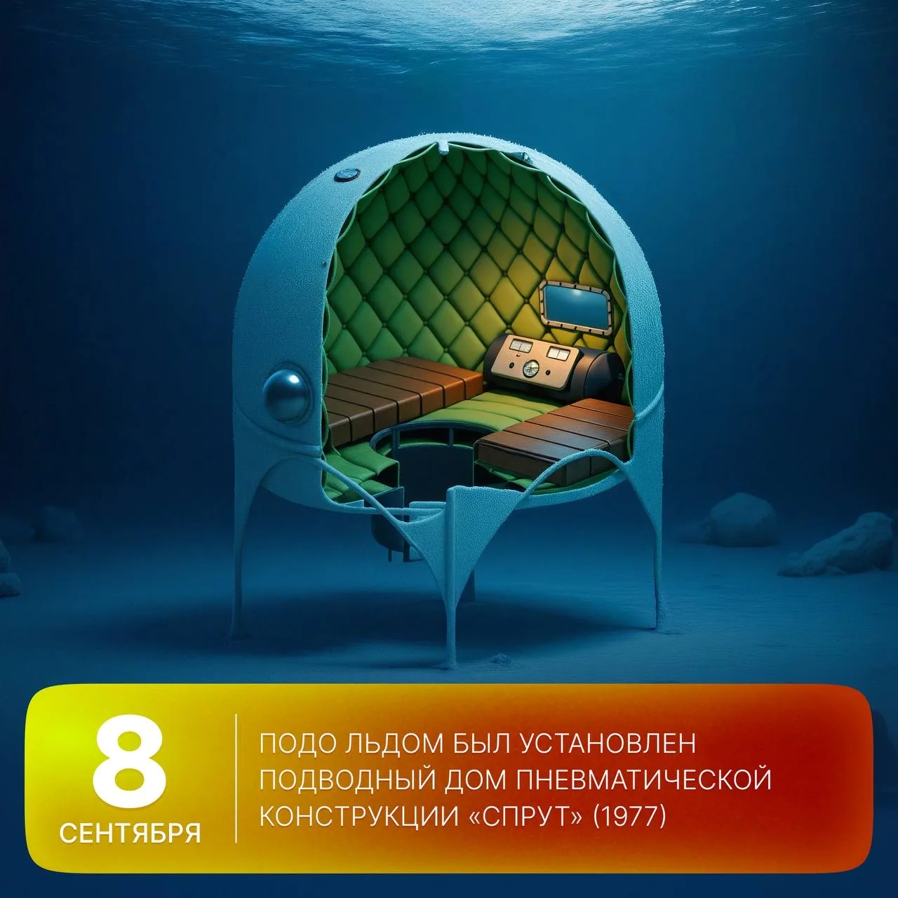 🗓 Этот день в истории Арктики: 49 лет назад, 8 сентября 1977 года, подо льдом был уста...