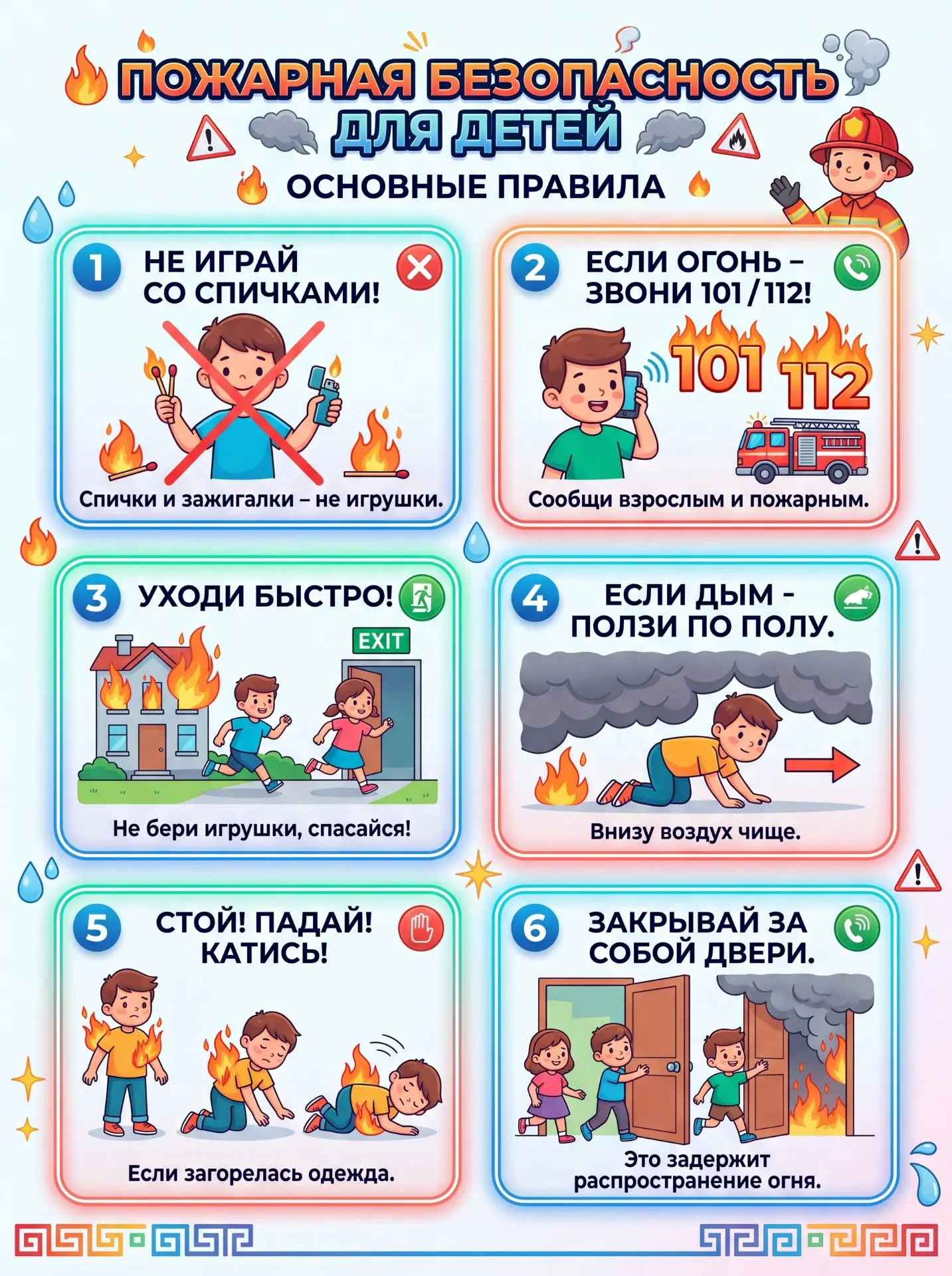 ⚡Пожарная #безопасность для детей и не только! 

Расскажите детям, как себя вести, если начался пожа
