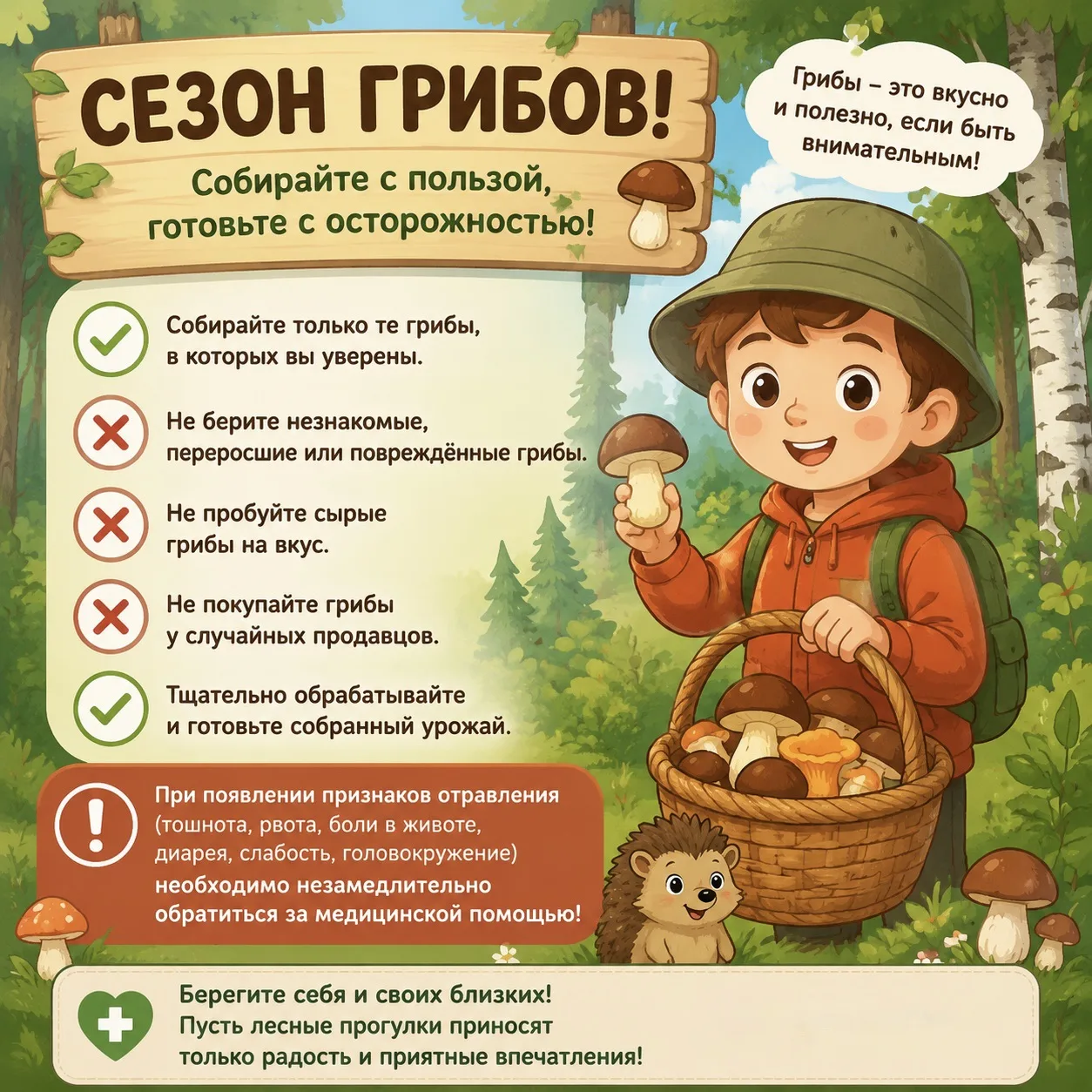 🍄 Сезон грибов: собирайте с пользой, готовьте с осторожностью!