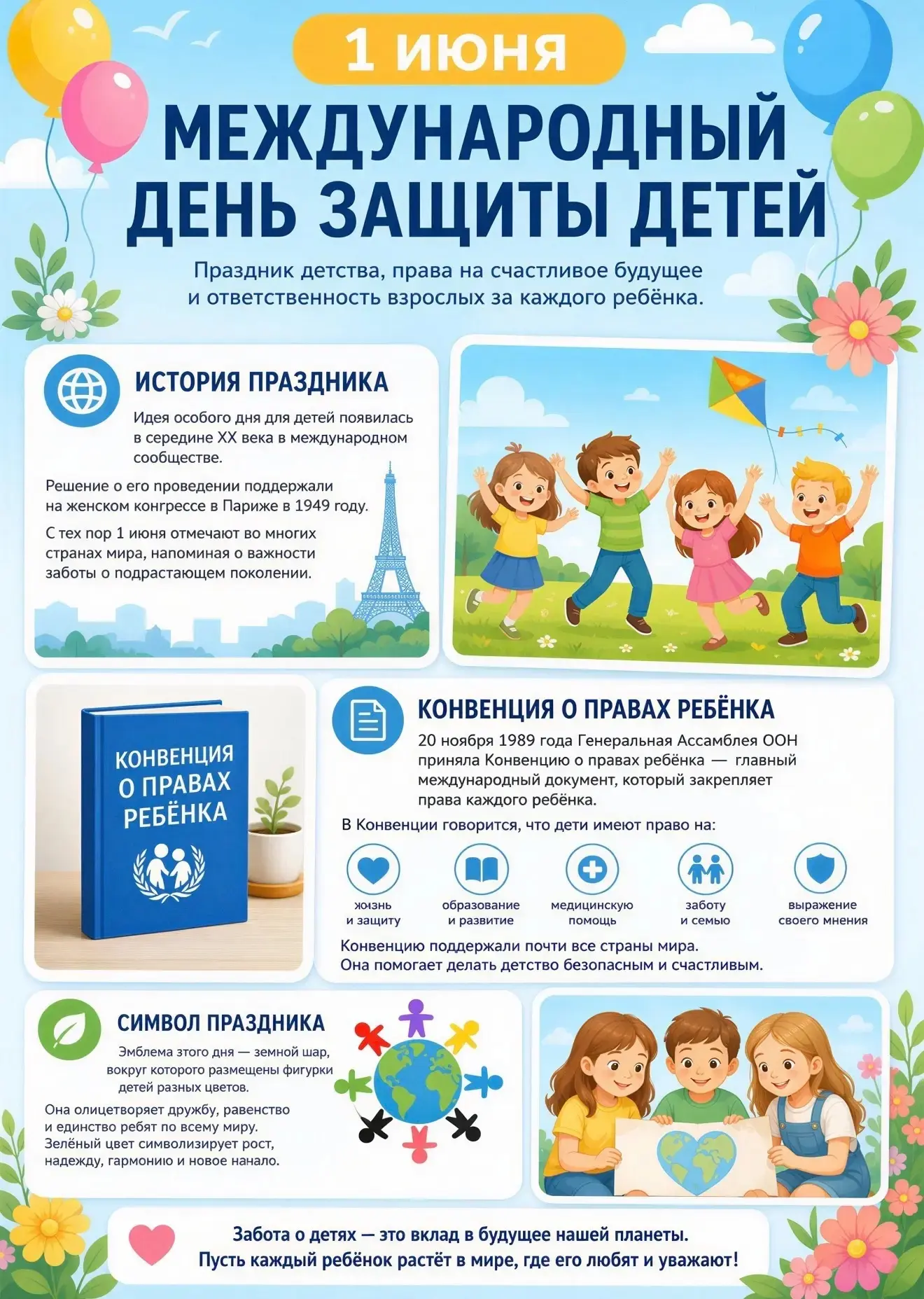 🌈 1 ИЮНЯ — МЕЖДУНАРОДНЫЙ ДЕНЬ ЗАЩИТЫ ДЕТЕЙ

Сегодня, 1 июня, по всей планете звучит один главный пр