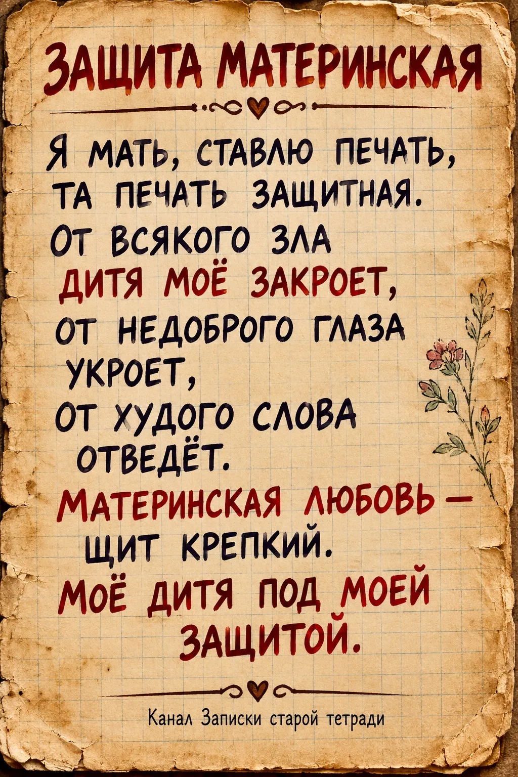❤️ Материнский оберег можно читать утром, перед сном или когда ребёнок уходит из дома.