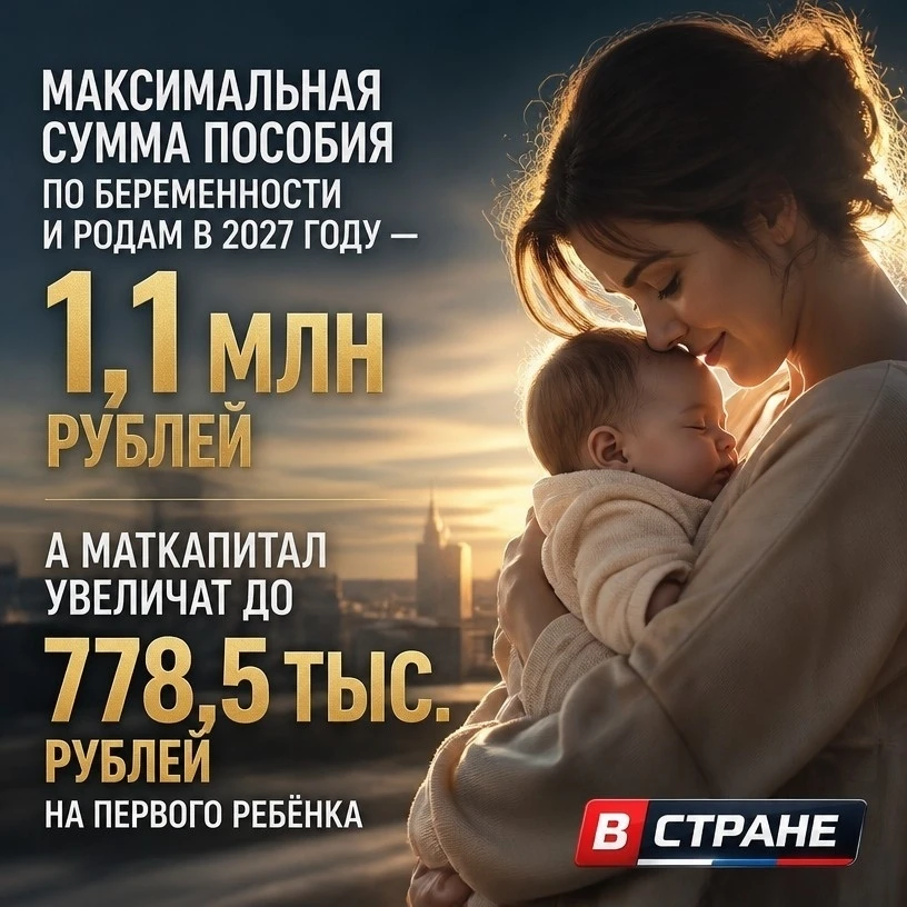 🔥 Максимальная сумма пособия по беременности и родам в 2027 году превысит 1,1 млн рублей
